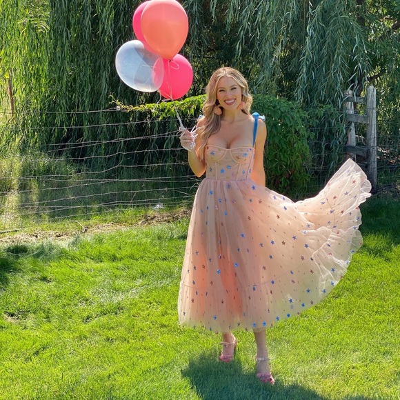 Pink sky midi dress Clearance
